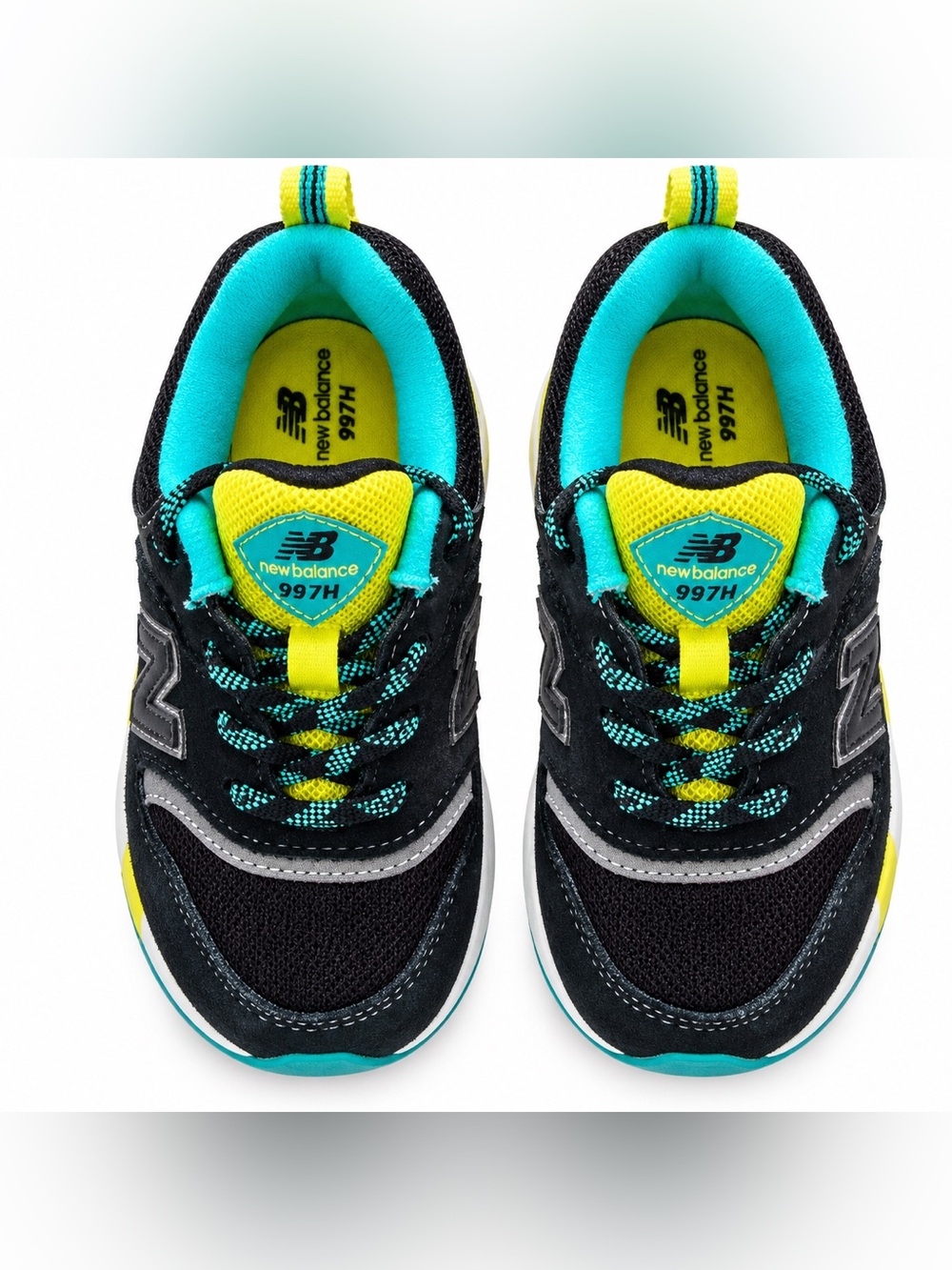 New Balance Kids 997H Black Teal Yellow Sneakers